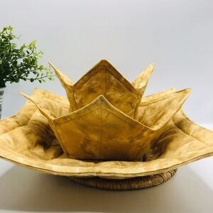 Set of 3 Microwave Cozy Reversible, Tan Neutrals 3 Piece Set, Plate, Bowl, Pint